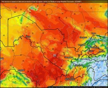Temperature maps Uzbekistan